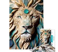 Puzzle Difficile pour Adultes 1000 pièces Motif Lion Abstrait Kintsugi Jeu de réflexion Stimulant Cadeau d'anniversaire décoration Murale (50x75cm)