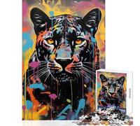 Puzzle Difficile pour Adultes 1000 pièces Motif panthère Graffiti de Banksy Jeu éducatif pour Les Amateurs de Jeux et d'œuvres d'art Dimensions 38x26cm
