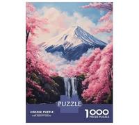 Puzzle Difficile pour Adultes 1000 Pièces Mountain Fuji Waterfall Sakura Puzzle Casse-tête Jeu D'analyse Et De Logique Excellent Cadeau pour Les Joueurs 52x38cm/1000pcs