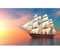 Puzzle Difficile pour Adultes 1000 pièces naviguant sur Le Bateau Coucher de Soleil Ciel Rouge Mj357TY 50x70cm