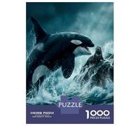Puzzle Difficile pour Adultes 1000 Pièces Orca and Seal in Ocean Puzzles pour Adultes, Jouets À Monter Soi-même, Améliorent La Mémoire, Cadeau d'anniversaire, Cadeaux, 38x26cm/1000pcs