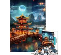 Puzzle Difficile pour Adultes 1000 pièces pagode Paysage Japonais défi éducatif décoration Murale Jeu pour Les 14 Ans et Plus 38x26cm