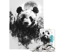 Puzzle Difficile pour Adultes 1000 pièces Panda Double Exposure idéal pour Un Anniversaire ou Noël Décoration Parfaite Jeu éducatif Convient aux 14 Ans et Plus (38x26cm)
