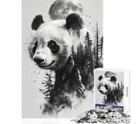 Puzzle Difficile pour Adultes 1000 pièces Panda Double Exposure Jeu éducatif pour Les Amateurs de Jeux éducatifs et d'art Collection d'artistes Beaux-Arts Dimensions 38x52cm