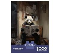 Puzzle Difficile pour Adultes 1000 Pièces Panda Reading Newspaper Puzzle, Jouet, Décoration Murale, Cadeau D'analyse Et De Logique pour Les Amis Et La Famille 52x38cm/1000pcs