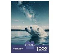 Puzzle Difficile pour Adultes 1000 Pièces Polar Bear Swims Cosmic Puzzle Anti-Stress, Jeu D'analyse Et De Logique, Cadeau d'anniversaire, Cadeaux, 70x50cm/1000pcs