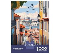 Puzzle Difficile pour Adultes 1000 Pièces Porto, Portugal Cityscape Illustration Puzzles pour Adultes - Jeux Relaxants - Améliore La Mémoire pour Les Joueurs 52x38cm/1000pcs