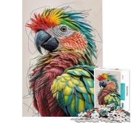 Puzzle Difficile pour Adultes 1000 pièces Portrait de Perroquet coloré Stimulant cérébral Jouet éducatif et Amusant pour Toute la Famille à partir de 14 Ans (38x26cm)