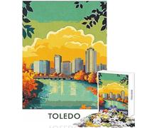 Puzzle Difficile pour Adultes 1000 pièces Poster de la Skyline de Tolède Jeu Relaxant décoration Parfaite Jouet de Collection pour Artistes Beaux-Arts (38x52cm)