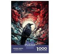 Puzzle Difficile pour Adultes 1000 Pièces Raven on A Wire Puzzle Anti-Stress, Jeu D'analyse Et De Logique, Cadeau d'anniversaire, Cadeaux, 38x26cm/1000pcs