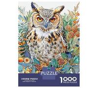 Puzzle Difficile pour Adultes 1000 Pièces Realistic Watercolor Owl Puzzles pour Adolescents Jeux Amusants Cadeaux pour Femmes Défi À Compléter 52x38cm/1000pcs
