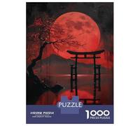Puzzle Difficile pour Adultes 1000 Pièces Red Full Moon Holy Lake Puzzles pour Adultes - Jeux Relaxants - Améliore La Mémoire pour Les Joueurs 38x26cm/1000pcs