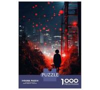 Puzzle Difficile pour Adultes 1000 Pièces Red Lanterns Night Cityscape-2 Puzzles pour Adolescents Jeux Amusants Cadeaux pour Femmes Défi À Compléter 38x26cm/1000pcs