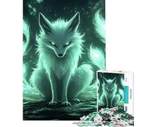 Puzzle Difficile pour Adultes 1000 pièces Renard Vert Mystique Activités Amusantes à la Maison Activités familiales Jeux Amusants Convient aux 14 Ans et Plus 38X26cm