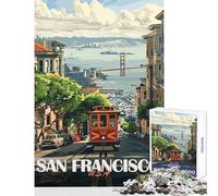 Puzzle Difficile pour Adultes 1000 pièces représentant Le Tramway de San Francisco Jeu Anti-Stress pour Un échange de Cadeaux Jeu Familial et éducatif Dimensions 50x75cm