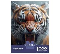 Puzzle Difficile pour Adultes 1000 Pièces Roaring Tiger in The Rain Puzzles pour Adolescents Jeu Manuel Vacances À La Maison Passer Le Temps pour Les Joueurs 38x26cm/1000pcs