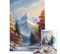 Puzzle Difficile pour Adultes 1000 pièces Route de Montagne enneigée Défi éducatif Décoration Murale Jeu pour Les 14 Ans et Plus 38x26cm