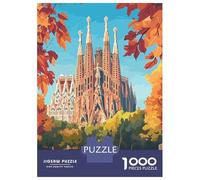 Puzzle Difficile pour Adultes 1000 Pièces Sagrada Familia Barcelona Puzzles pour Adolescents Jeu Manuel Vacances À La Maison Passer Le Temps pour Les Joueurs 38x26cm/1000pcs