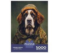Puzzle Difficile pour Adultes 1000 Pièces Saint Bernard Camo Jacket Puzzles pour Adultes, Jouets À Monter Soi-même, Améliorent La Mémoire, Cadeau d'anniversaire, Cadeaux, 70x50cm/1000pcs