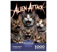 Puzzle Difficile pour Adultes 1000 Pièces Six Cat Funny Puzzle Adulte Jeux Relaxants Améliore La Mémoire Défi Éducatif 38x26cm/1000pcs