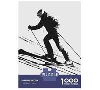 Puzzle Difficile pour Adultes 1000 Pièces Ski Skiing Black and White Puzzle, Jouet, Décoration Murale, Cadeau D'analyse Et De Logique pour Les Amis Et La Famille 52x38cm/1000pcs