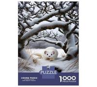 Puzzle Difficile pour Adultes 1000 Pièces Snowy Winter Landscape with White Weasel Puzzle, Jouet, Décoration Murale, Cadeau D'analyse Et De Logique pour Les Amis Et La Famille 38x26cm/1000pcs