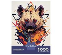 Puzzle Difficile pour Adultes 1000 Pièces Stylized Hyena Portrait with Geometric Elements Puzzle Adulte Jeux Relaxants Améliore La Mémoire Défi Éducatif 38x26cm/1000pcs