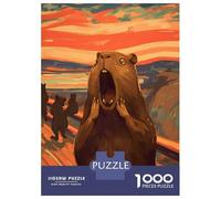 Puzzle Difficile pour Adultes 1000 Pièces The Scream Capybara Puzzle Casse-tête Jeu D'analyse Et De Logique Excellent Cadeau pour Les Joueurs 52x38cm/1000pcs