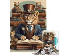 Puzzle Difficile pour Adultes 1000 pièces thème Lion de la bibliothèque idéal pour Un Anniversaire ou Noël Décoration Parfaite Jeu éducatif Convient aux 14 Ans et Plus (38x52cm)