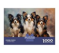 Puzzle Difficile pour Adultes 1000 Pièces Three Papillon Dogs Puzzles pour Adultes, Jouets À Monter Soi-même, Améliorent La Mémoire, Cadeau d'anniversaire, Cadeaux, 70x50cm/1000pcs