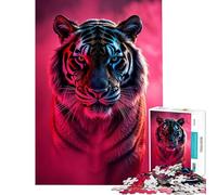 Puzzle Difficile pour Adultes 1000 pièces Tigre sous lumière néon idéal pour stimuler Le Cerveau Jeu éducatif et Amusant pour Toute la Famille à partir de 14 Ans 50x75cm