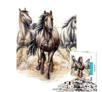 Puzzle Difficile pour Adultes 1000 pièces Trois Chevaux au Galop idéal pour stimuler Le Cerveau et s'amuser en Famille Jeu éducatif à partir de 14 Ans 50x75cm