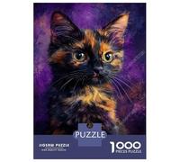 Puzzle Difficile pour Adultes 1000 Pièces Vibrant Cat Portrait -2 Puzzle Anti-Stress, Jeu D'analyse Et De Logique, Cadeau d'anniversaire, Cadeaux, 70x50cm/1000pcs