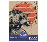 Puzzle Difficile pour Adultes 1000 Pièces Vintage Japanese Opossum Puzzles pour Adolescents Jeu Manuel Vacances À La Maison Passer Le Temps pour Les Joueurs 52x38cm/1000pcs