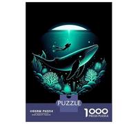 Puzzle Difficile pour Adultes 1000 Pièces Whale Scuba Diving Puzzle Adulte Jeu Manuel pour S'amuser en Famille Un Défi À Relever 52x38cm/1000pcs