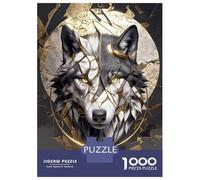 Puzzle Difficile pour Adultes 1000 Pièces Wolf with Golden Fractures Puzzle Adulte Jeux Relaxants Améliore La Mémoire Défi Éducatif 70x50cm/1000pcs