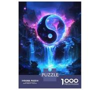 Puzzle Difficile pour Adultes 1000 Pièces Yin Yang Waterfall Art Print Puzzle, Jouet, Décoration Murale, Cadeau D'analyse Et De Logique pour Les Amis Et La Famille 70x50cm/1000pcs