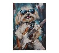 Puzzle Difficile Pour Adultes 1000pcs(38x26cm) Rock Star Pup Cool Dog Playing Guitar -2 Puzzles Pour Adultes, Jouets Anti-stress, Difficile, Excellent Cadeau Pour Les Amateurs De Jeux 1000pcs(38x26cm)
