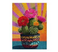 Puzzle Difficile pour Adultes 1000pcs(52x38cm) Colorful Cactus Flower Pot Art Print Puzzles pour Adultes, Jouets Anti-Stress, Difficile, Excellent Cadeau pour Les Amateurs De Jeux 1000pcs(52x38cm)
