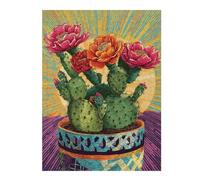 Puzzle Difficile pour Adultes 1000pcs(52x38cm) Colorful Cactus with Blooms Puzzles pour Adultes, Jouets Anti-Stress, Difficile, Excellent Cadeau pour Les Amateurs De Jeux 1000pcs(52x38cm)
