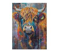 Puzzle Difficile pour Adultes 1000pcs(52x38cm) Colorful Highland Cow Painting Puzzles pour Adolescents : Jeu Pratique, Analyse Et Défi Éducatif De Logique 1000pcs(52x38cm)