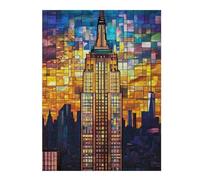 Puzzle Difficile pour Adultes 1000pcs(52x38cm) Empire State Building Stained Glass-1 Puzzles pour Adultes, Jouets Anti-Stress, Difficile, Excellent Cadeau pour Les Amateurs De Jeux 1000pcs(52x38cm)