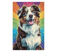 Puzzle Difficile pour Adultes 1000pcs(75x50cm) Colorful Australian Shepherd Art Print Jeu De Puzzle Familial Anti-Stress, Défi Éducatif 1000pcs(75x50cm)