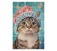 Puzzle Difficile pour Adultes 1000pcs(75x50cm) Floral Shower Cap Cat Art Print Jeu De Puzzle Familial Anti-Stress, Défi Éducatif 1000pcs(75x50cm)