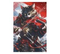 Puzzle Difficile pour Adultes 1000pcs(75x50cm) Samurai Cat Playing Violin Jeu De Puzzle Familial Anti-Stress, Défi Éducatif 1000pcs(75x50cm)