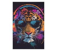 Puzzle Difficile pour Adultes 1000pcs(75x50cm) Trendy Tiger Headphones Art Print Puzzles pour Adolescents : Jeu Pratique, Analyse Et Défi Éducatif De Logique 1000pcs(75x50cm)