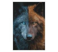 Puzzle Difficile pour Adultes 1000pcs(75x50cm) Two-Faced Wolf with Blue and Orange Fur Jeu De Puzzle Familial Anti-Stress, Défi Éducatif 1000pcs(75x50cm)