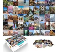 Puzzle Difficile pour Adultes 2000 pièces Collage d'affiches de Voyage Fabriqué en Carton pour Les 14 Ans et Plus Défi Difficile Anti-Stress Cadeau d'anniversaire de Noël。Taille：70x100cm