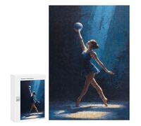 Puzzle Difficile pour Adultes 300 PCS Ballerina with Ball in Blue Light Rhythmic Gymnastics Puzzles pour Adultes - Jeu Familial - pour S'amuser en Famille - Un pour Les Amateurs De Jeux