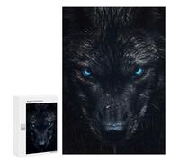 Puzzle Difficile pour Adultes 300 PCS Black Wolf with Blue Eyes Puzzles pour Adultes - Jeu Familial - pour S'amuser en Famille - Un pour Les Amateurs De Jeux 300 PCS